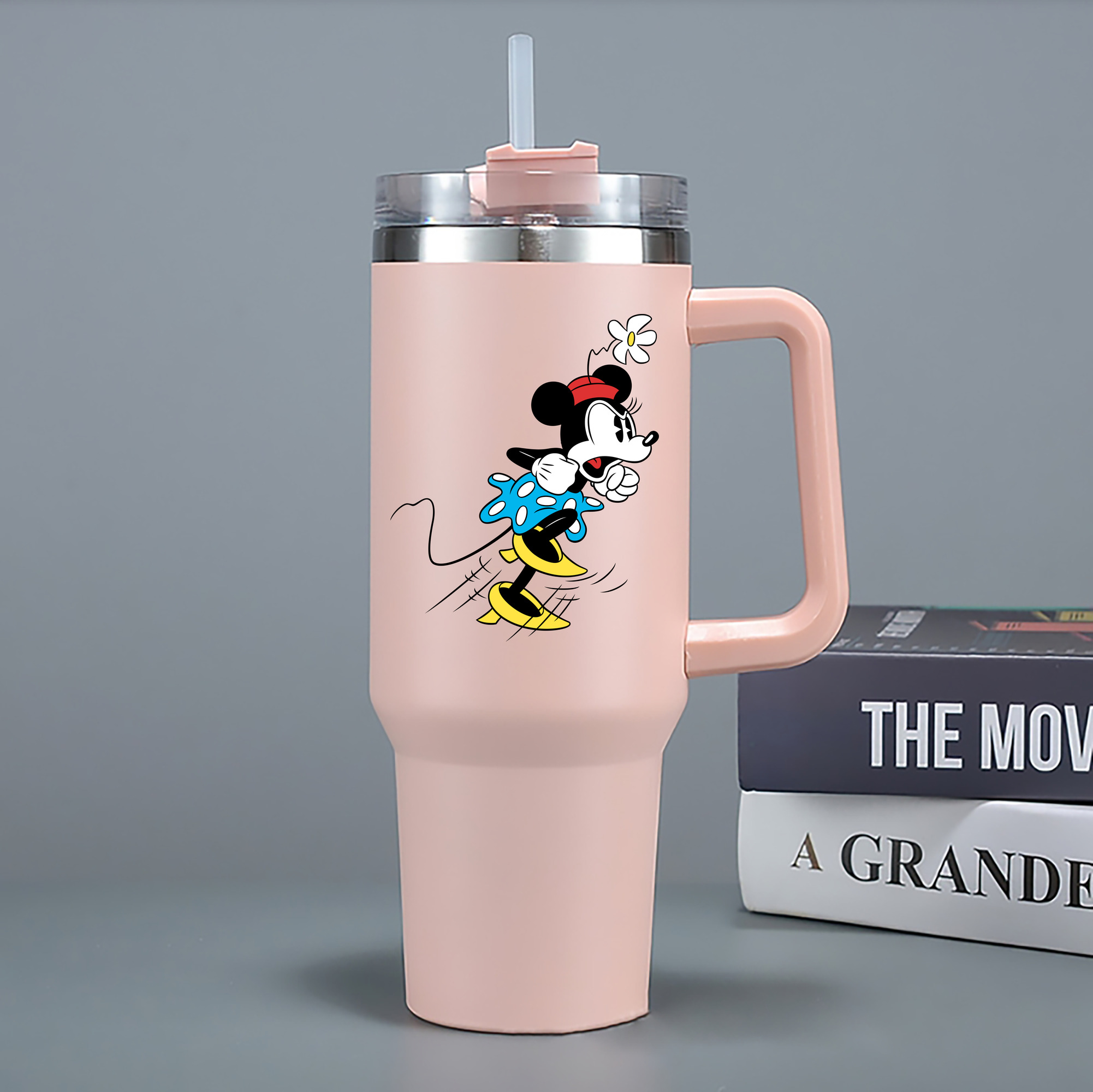 （画像用） ミッキーマウス Mickey Mouse 1200mL車用タンブラー - クリスタルステッカー（プラスチックストロー付き）